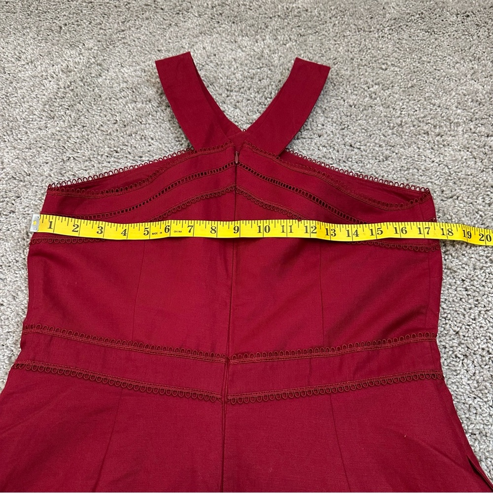 Ann Taylor Red A Line Fit And Flare Halter Midi Dress Size 8T - Picture 6 of 7